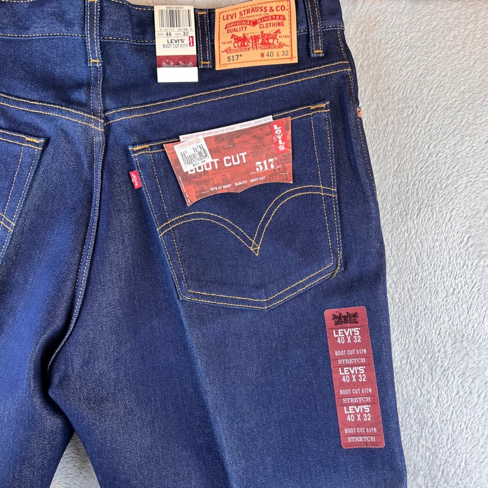 VTG NWT Levis 517 Boot Cut Jeans Mens 40x32 Indigo Deadstock 2000's 00517-2017 - Picture 10 of 12